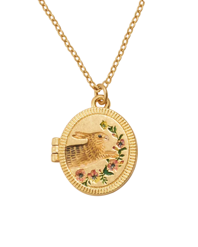 fable-england-running-bunny-locket-halskette-medaillon-gold image 1