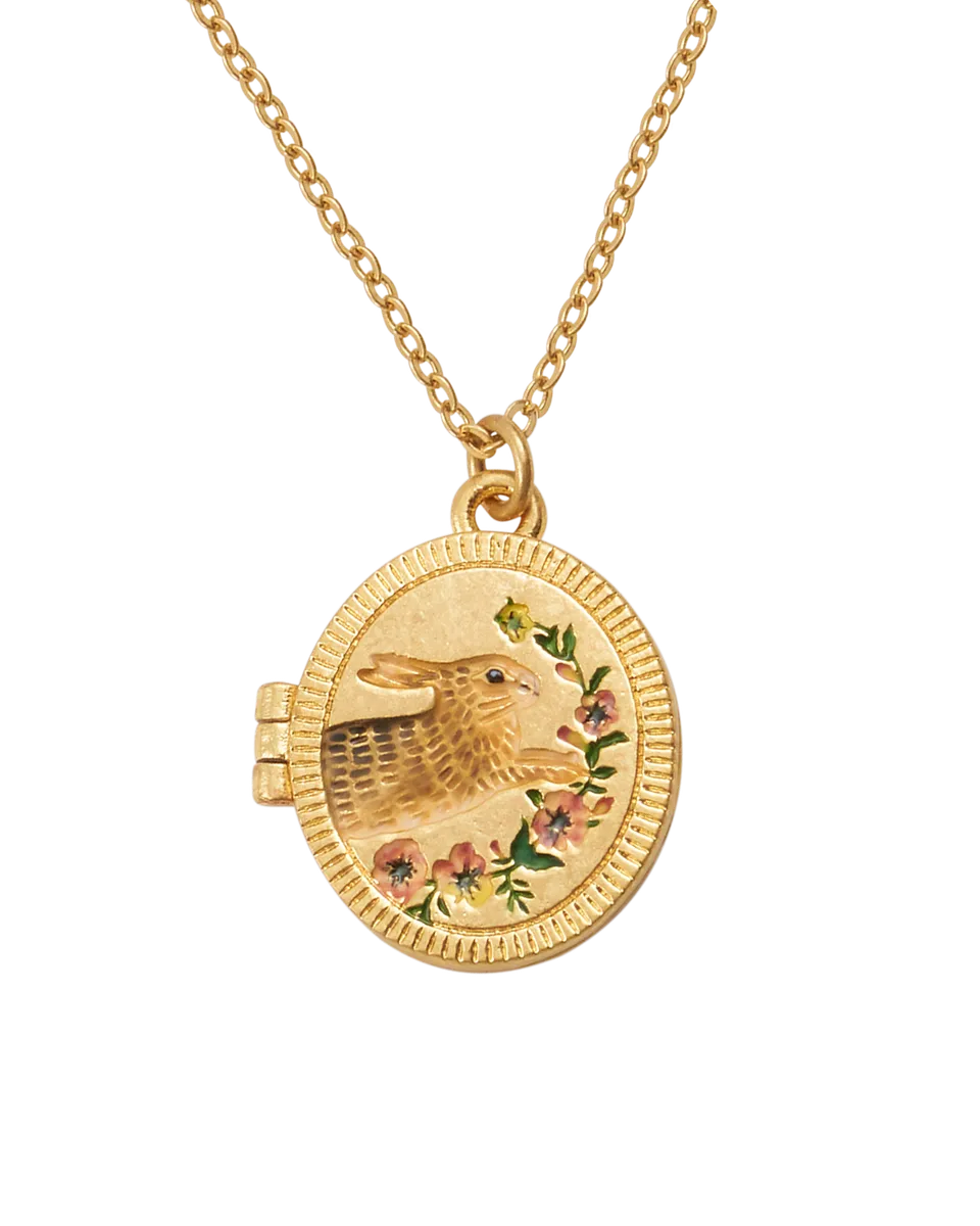 fable-england-running-bunny-locket-halskette-medaillon-gold image 1