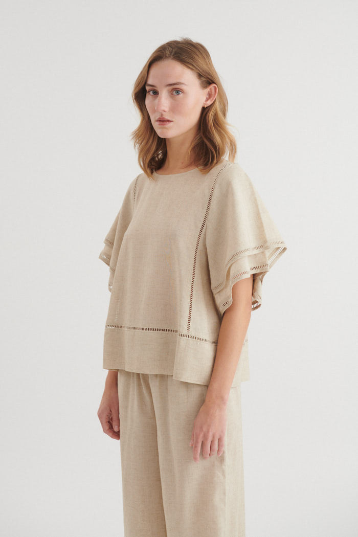 basic-apparel-carina-ss-bluse-natural-leinen-viskose image 3