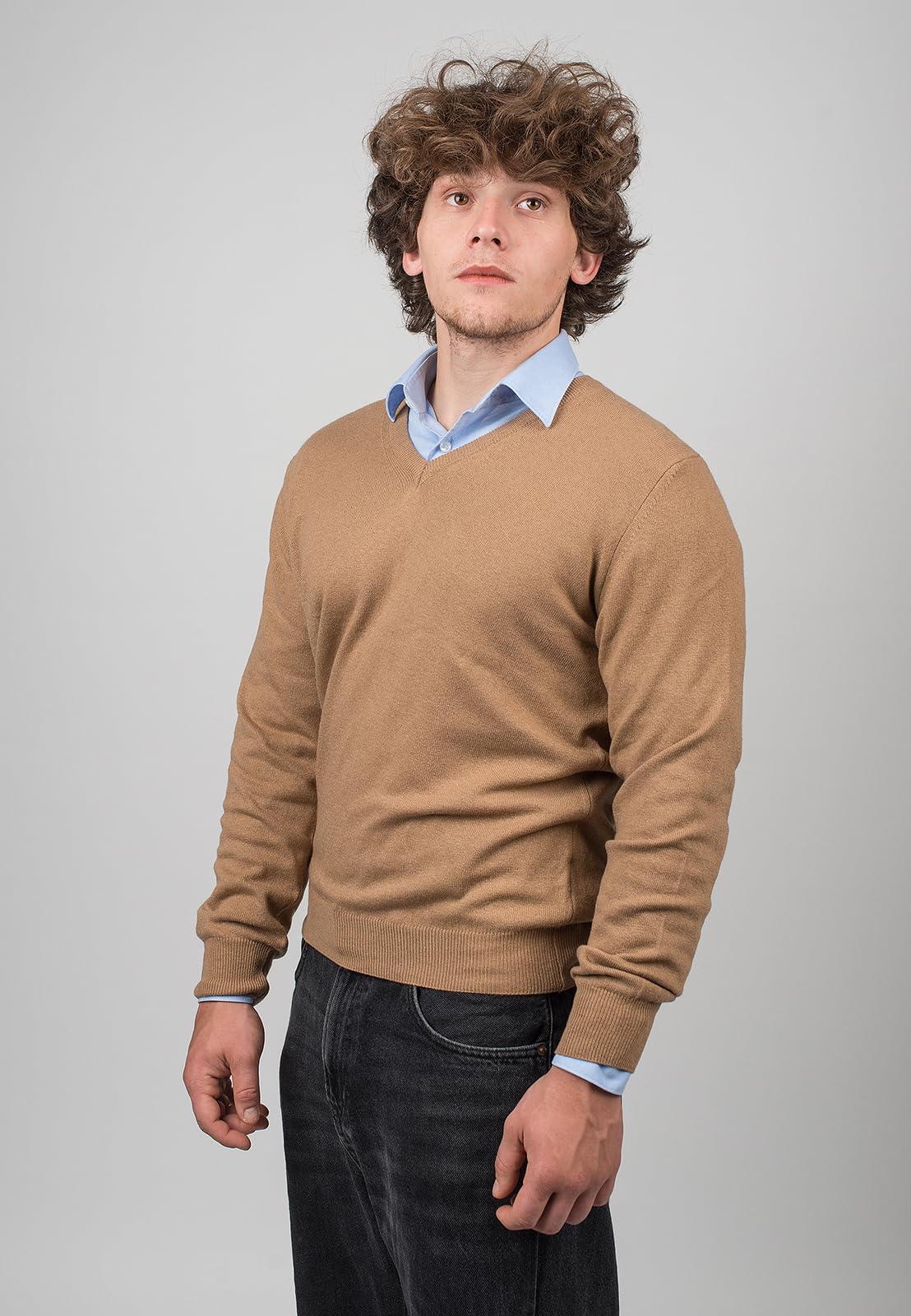 dalle-piane-cashmere-sweater-v-ausschnitt-pullover-kamel-herren image 3