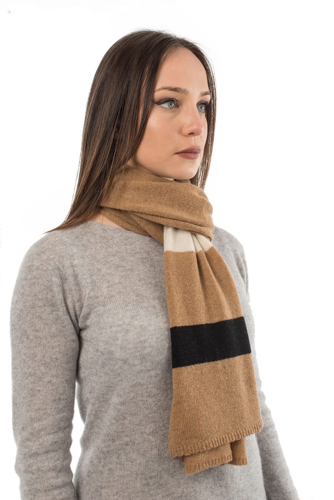 dalle-piane-cashmere-schal-gestreift-100-kaschmir-beige image 2