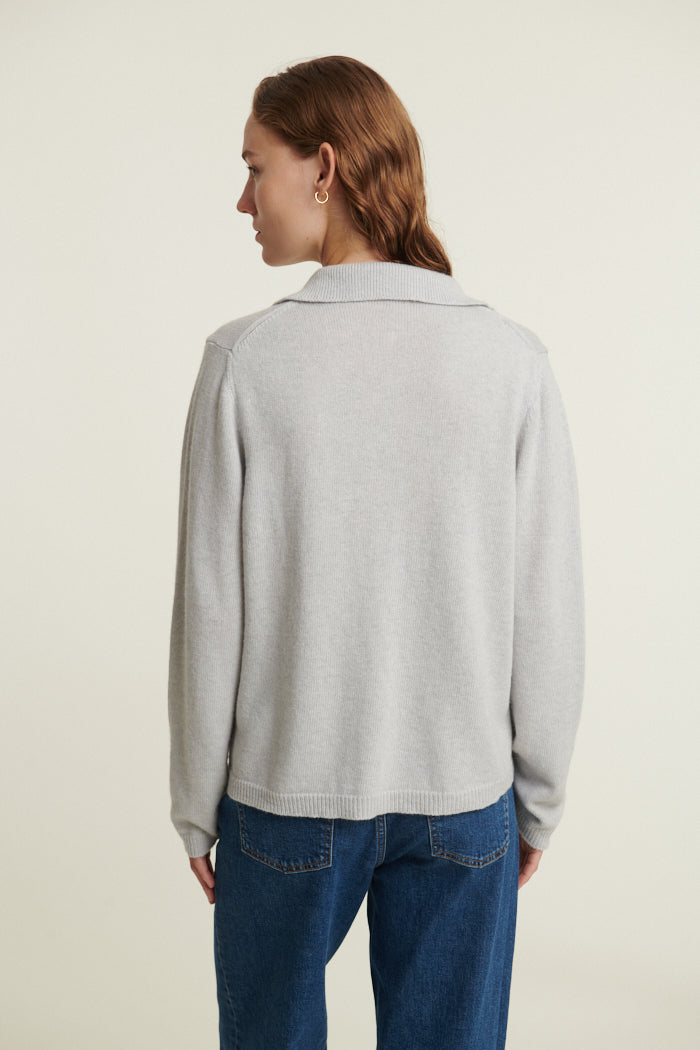 basic-apparel-cady-polo-sweater-strickpullover-grey-mel-wolle image 3