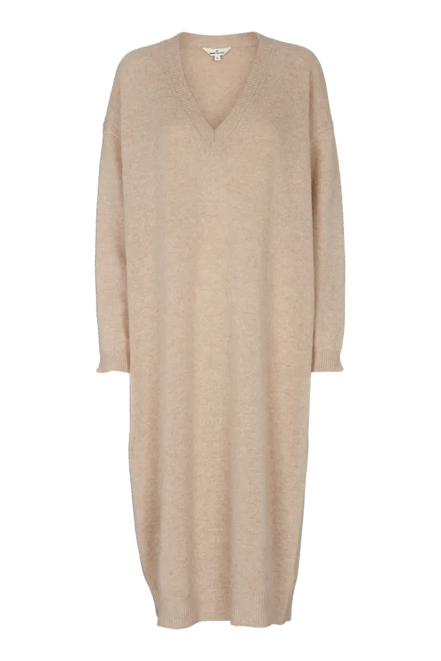 basic-apparel-lise-v-dress-wollkleid-birch-oversize image 1