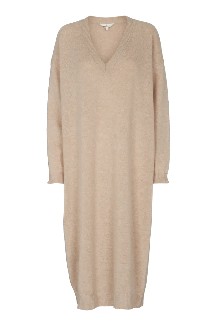 basic-apparel-lise-v-dress-wollkleid-birch-oversize image 1