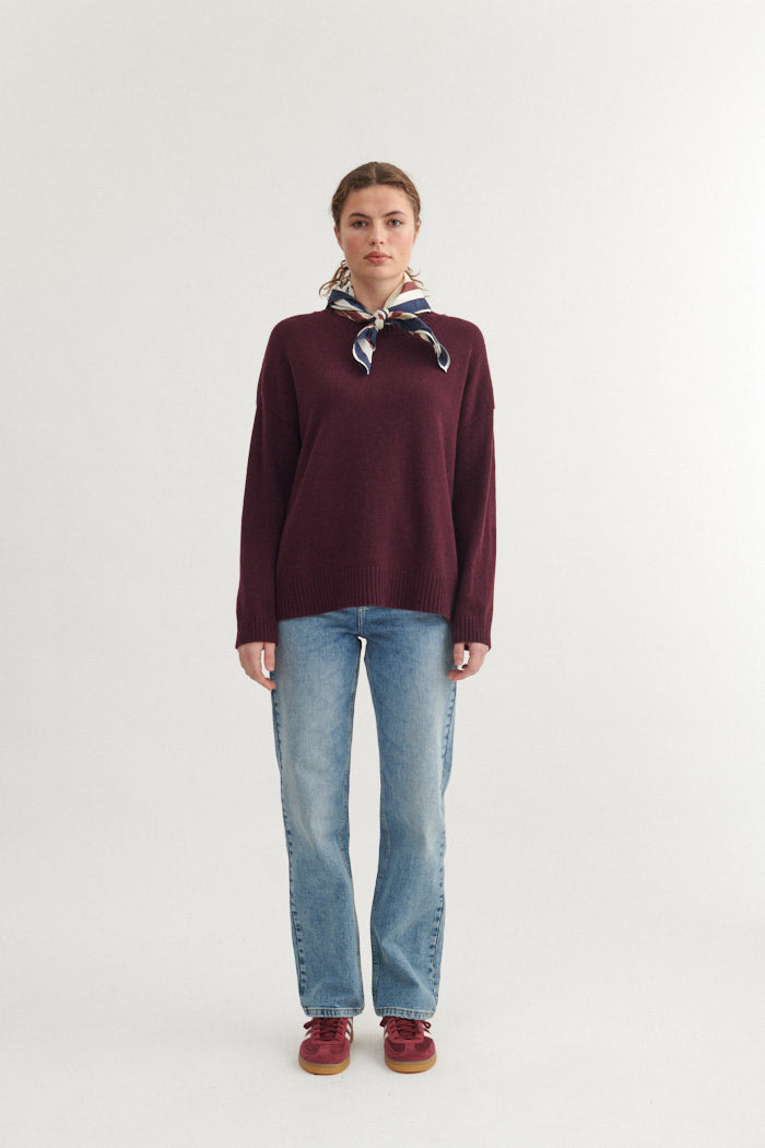 basic-apparel-lise-o-neck-strickpullover-bordeaux-truffle image 4