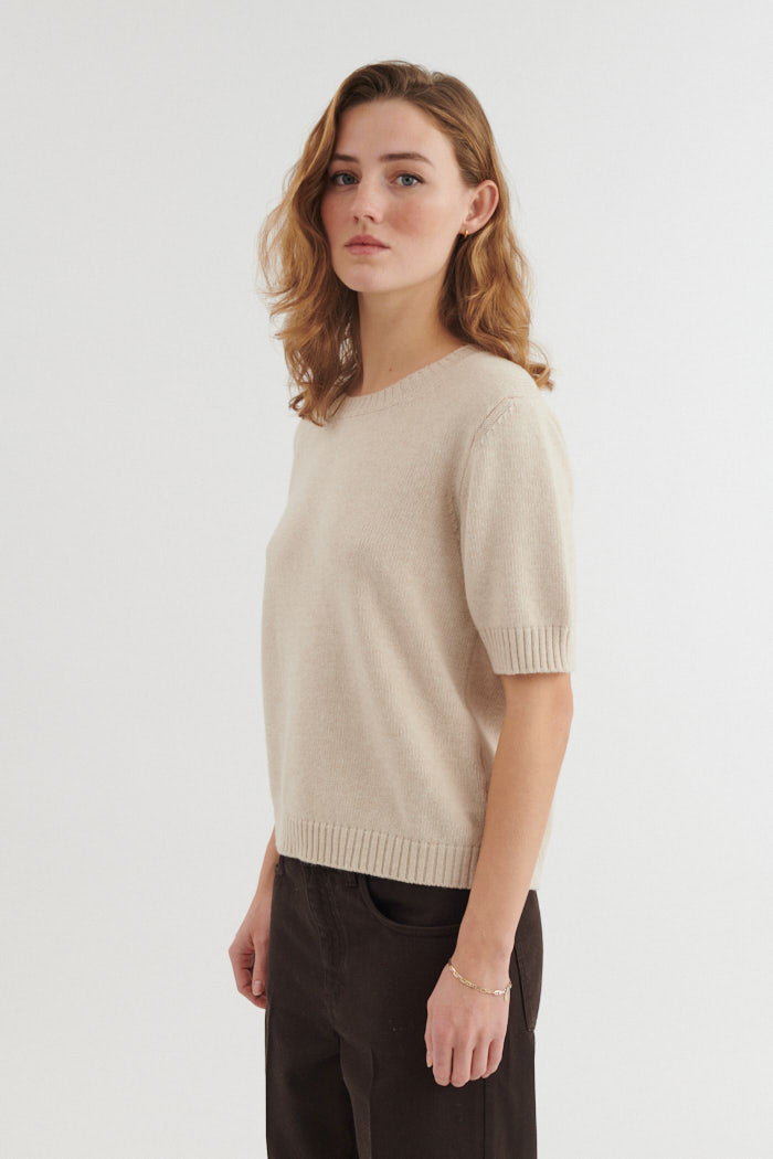 basic-apparel-cady-ss-o-neck-pullover-beige-mel-wolle image 3