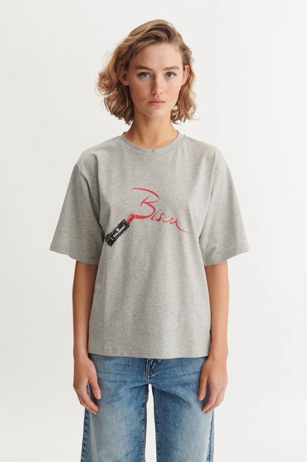 basic-apparel-raja-tee-bisou-shirt-grey-melange-oversized image 1