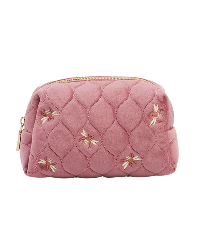 fable-england-accessories-pouch-samt-rosa-biene-gesteppt image 1