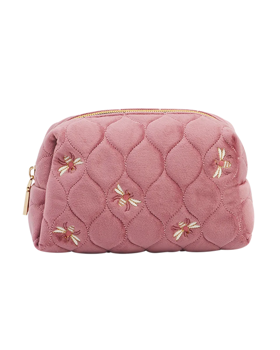 fable-england-accessories-pouch-samt-rosa-biene-gesteppt image 1