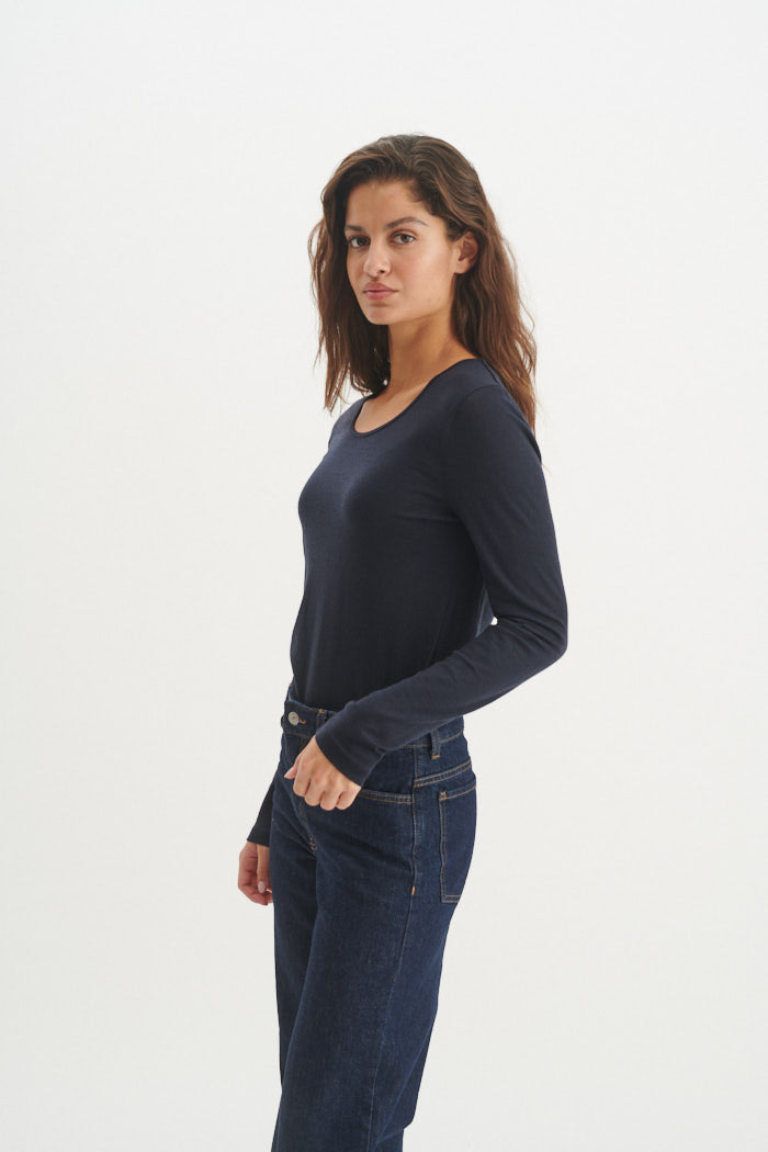basic-apparel-rinja-ls-tee-langarmshirt-sky-captain-wolle image 2