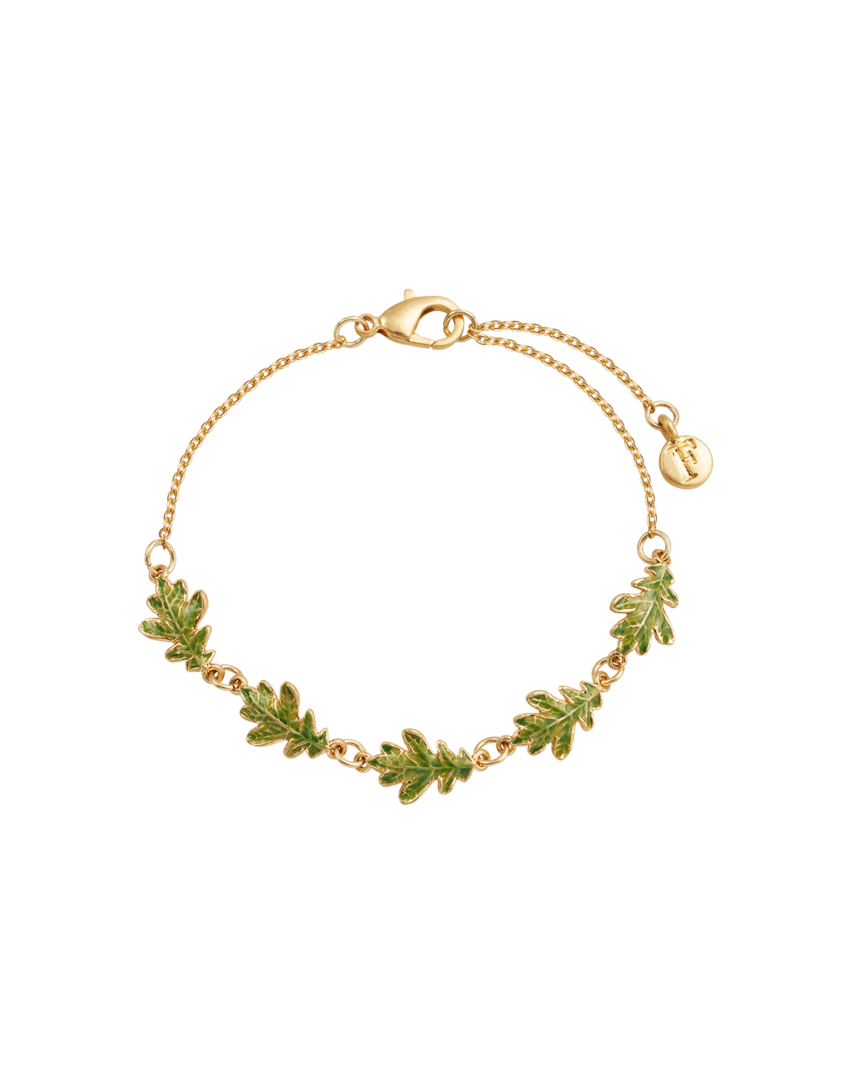 fable-england-gold-oak-leaf-armband-gold-gr-n-blatt image 1