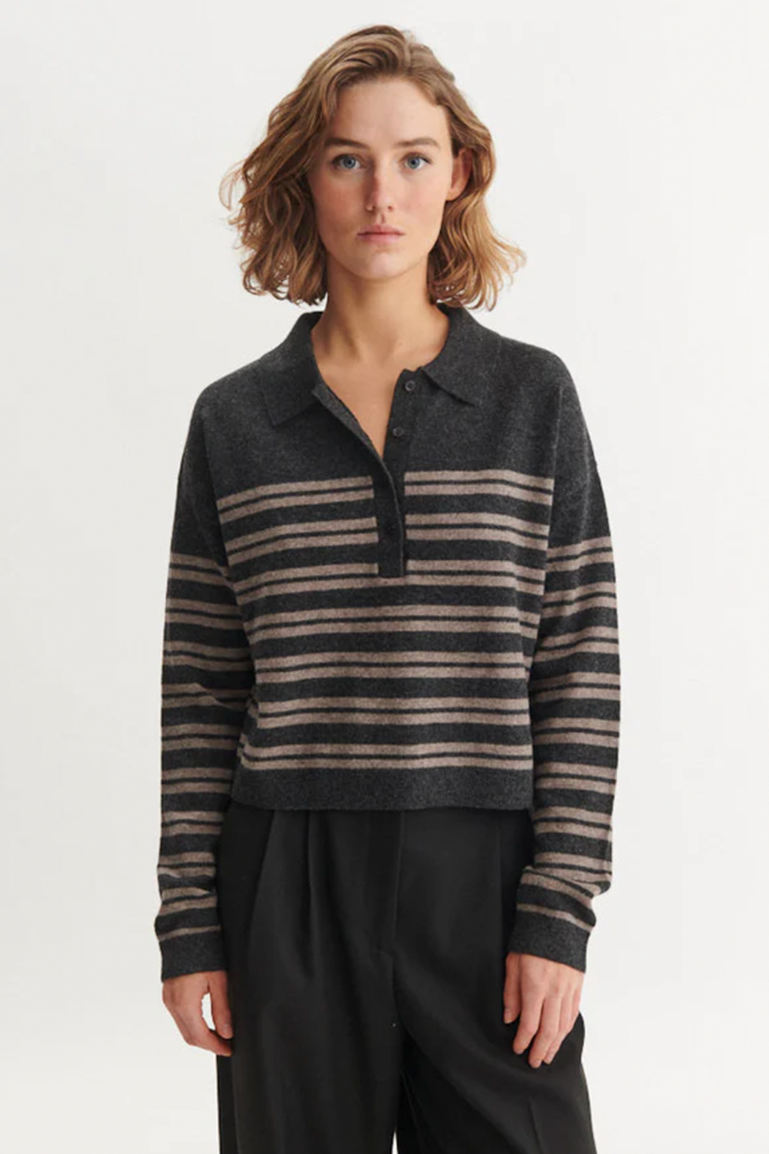 basic-apparel-selem-polo-pullover-grey-melange-merinowolle image 1