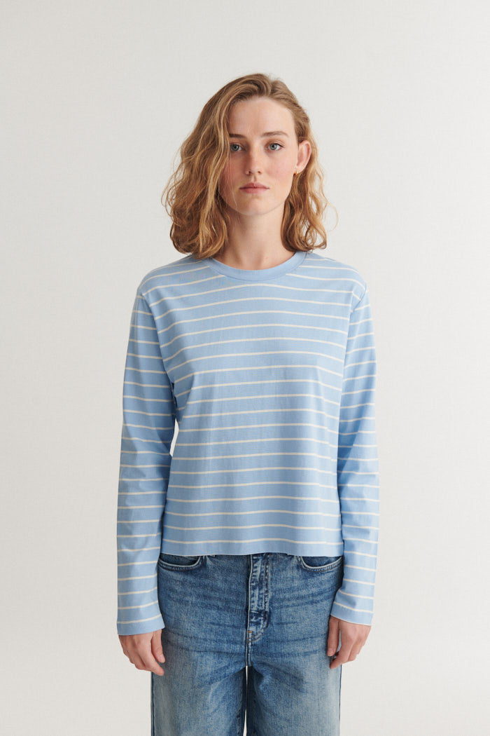 basic-apparel-raja-ls-stripe-tee-langarm-frozen-fjord-bio image 1