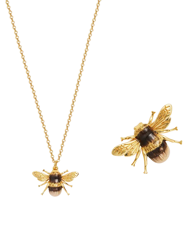 fable-england-bienen-schmuckset-gold-kette-und-brosche image 1