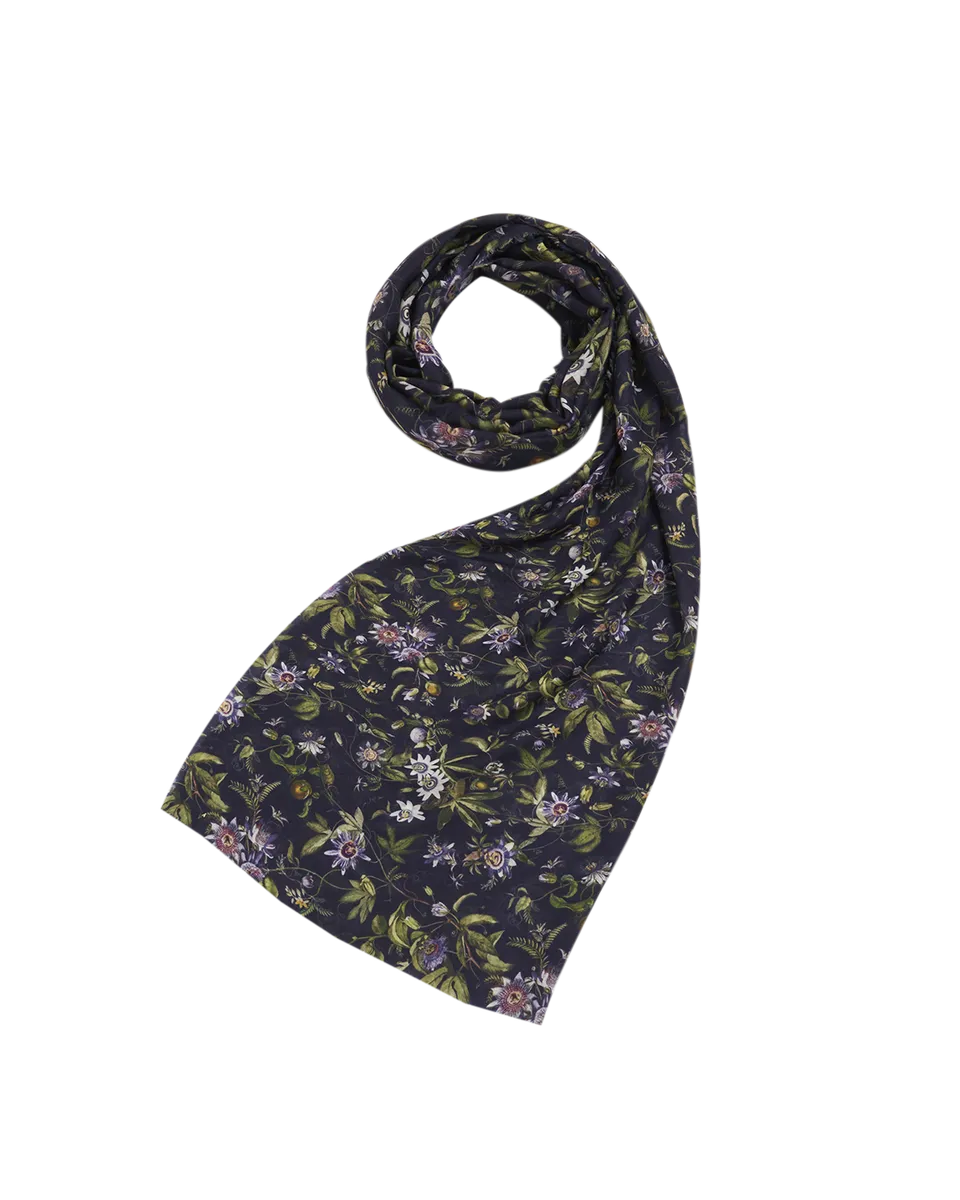 fable-england-passion-flower-schal-navy-leicht-floral image 1