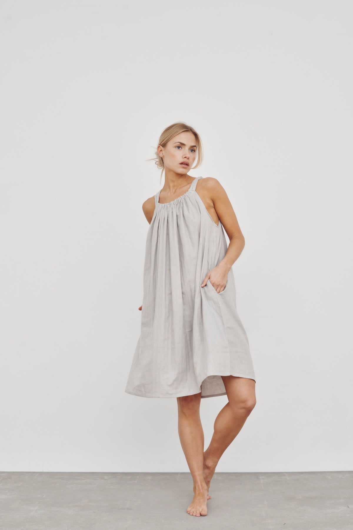 care-by-me-vivienne-kleid-wei-bio-baumwolle-one-size image 8