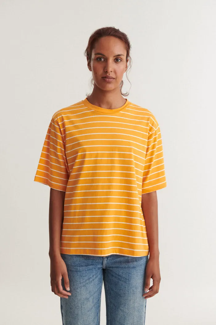 basic-apparel-raja-stripe-tee-t-shirt-abricot-bio image 1