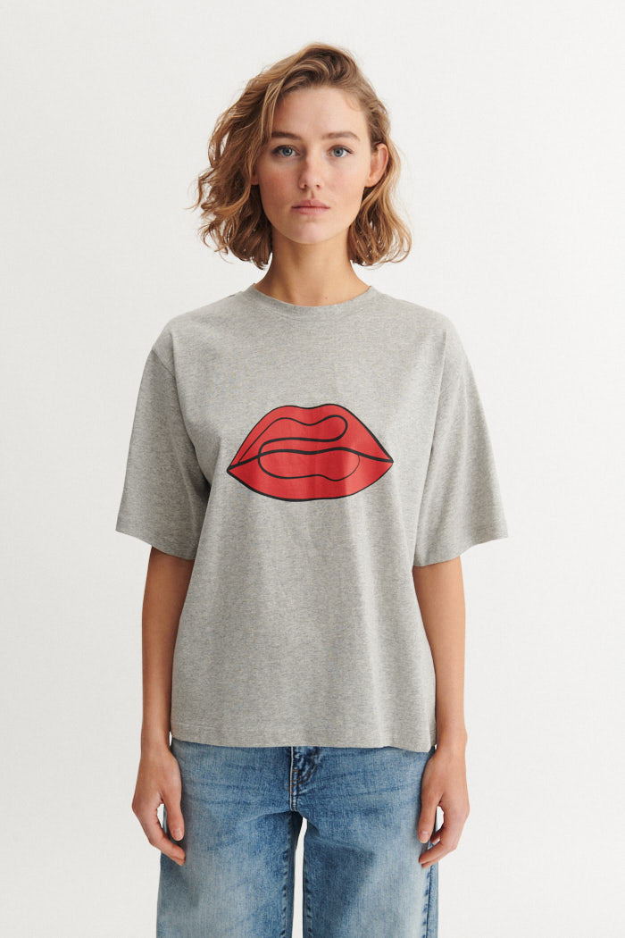 basic-apparel-raja-tee-t-shirt-grey-mel-bio-baumwolle image 1