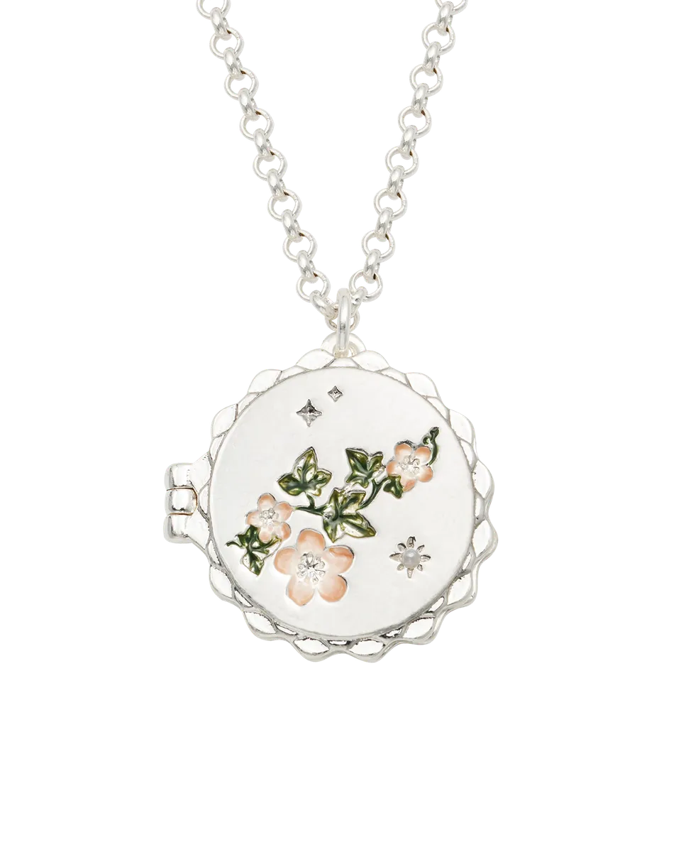 fable-england-ivy-blossom-medaillonkette-silber-efeu image 1