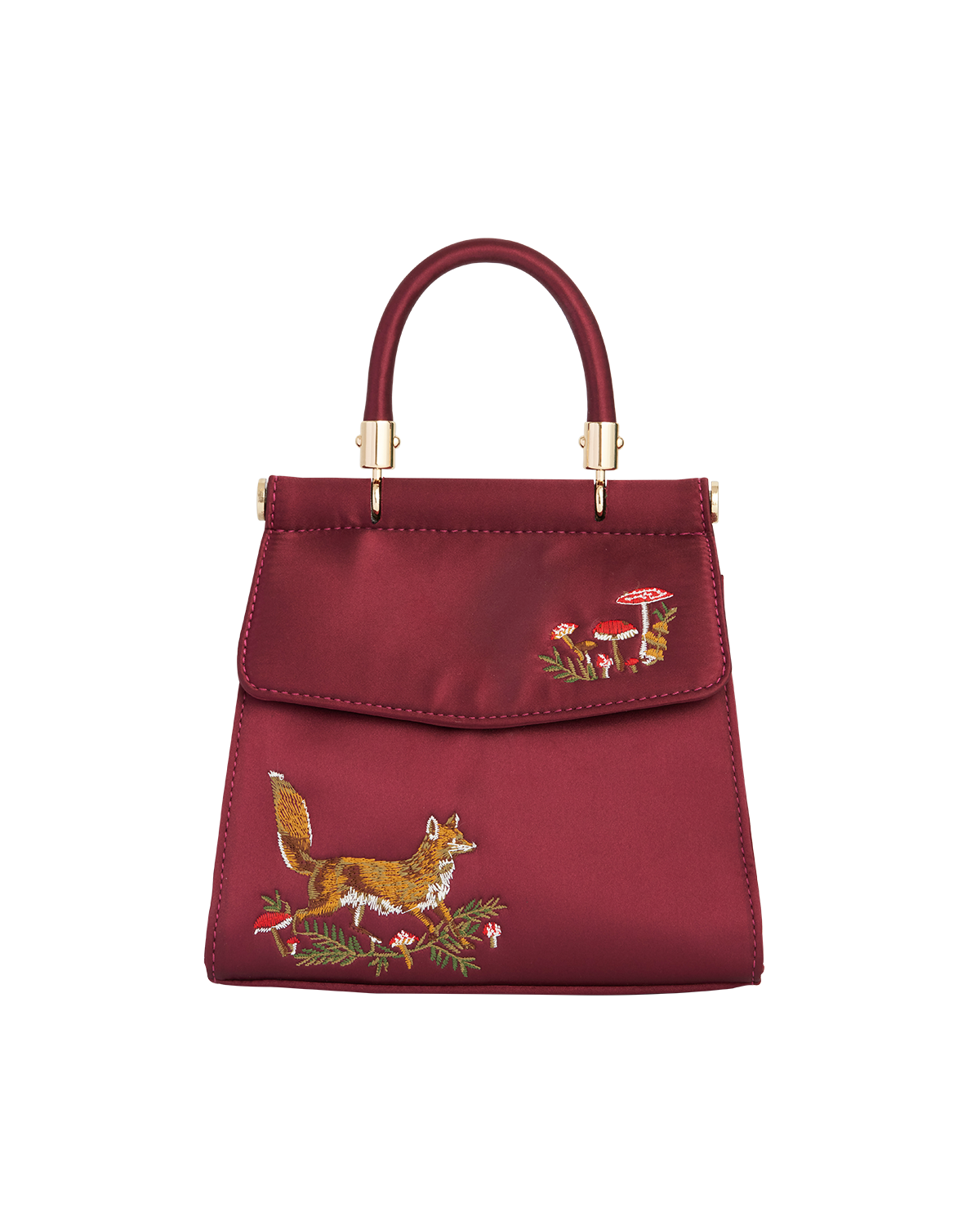 fable-england-handbags-tote-fox-mushroom-bordeaux-satin image 1