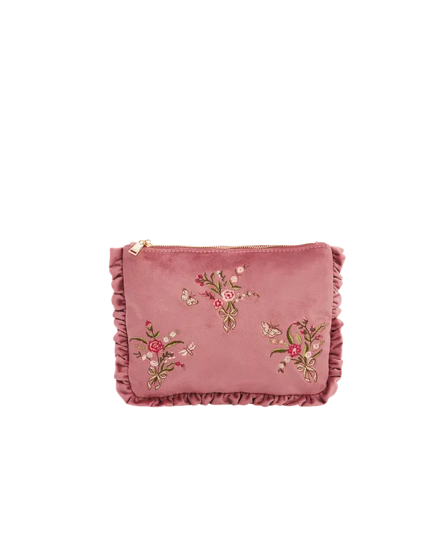 fable-england-floral-posy-pouch-rosa-samt-kosmetiktasche image 1