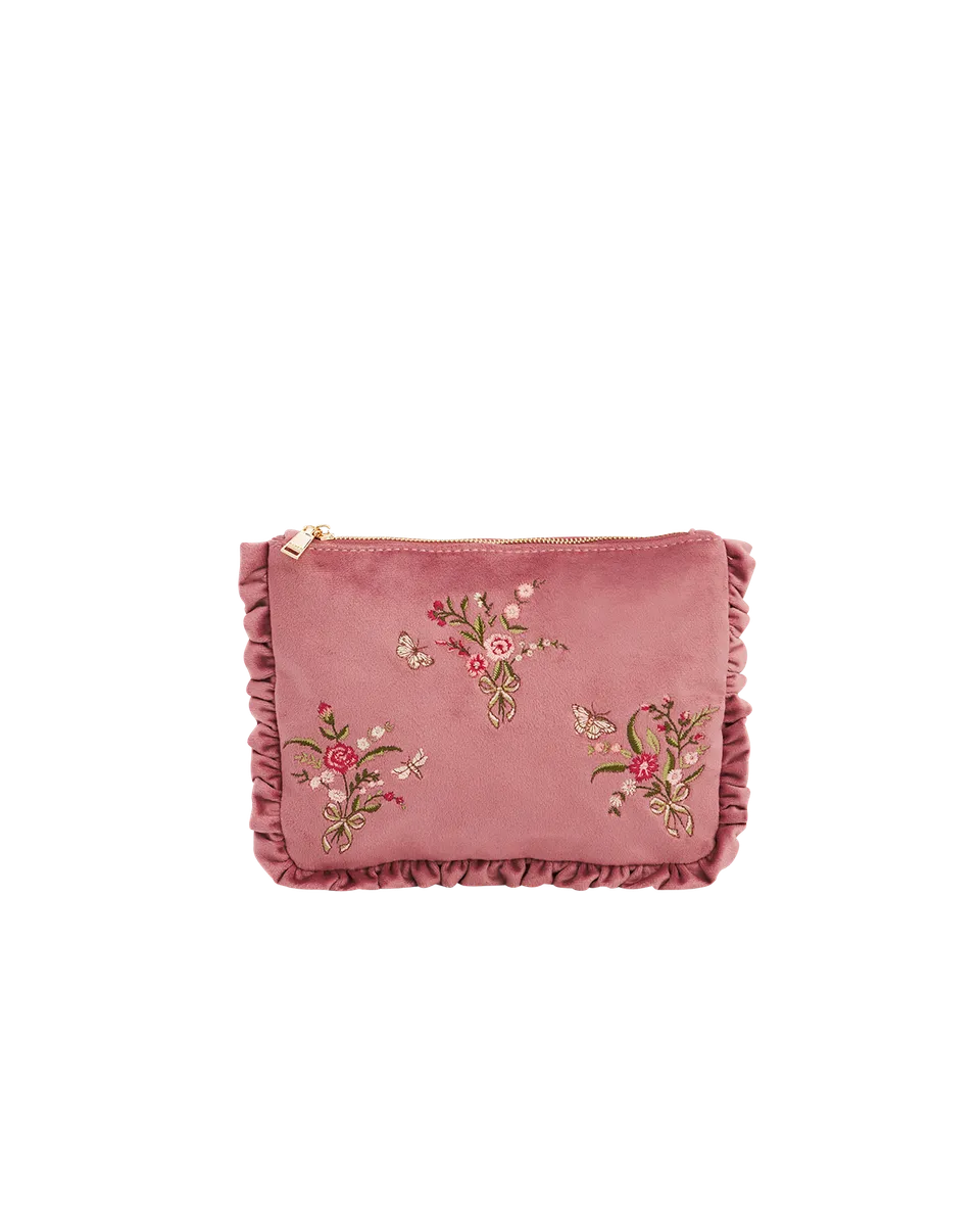 fable-england-floral-posy-pouch-rosa-samt-kosmetiktasche image 1