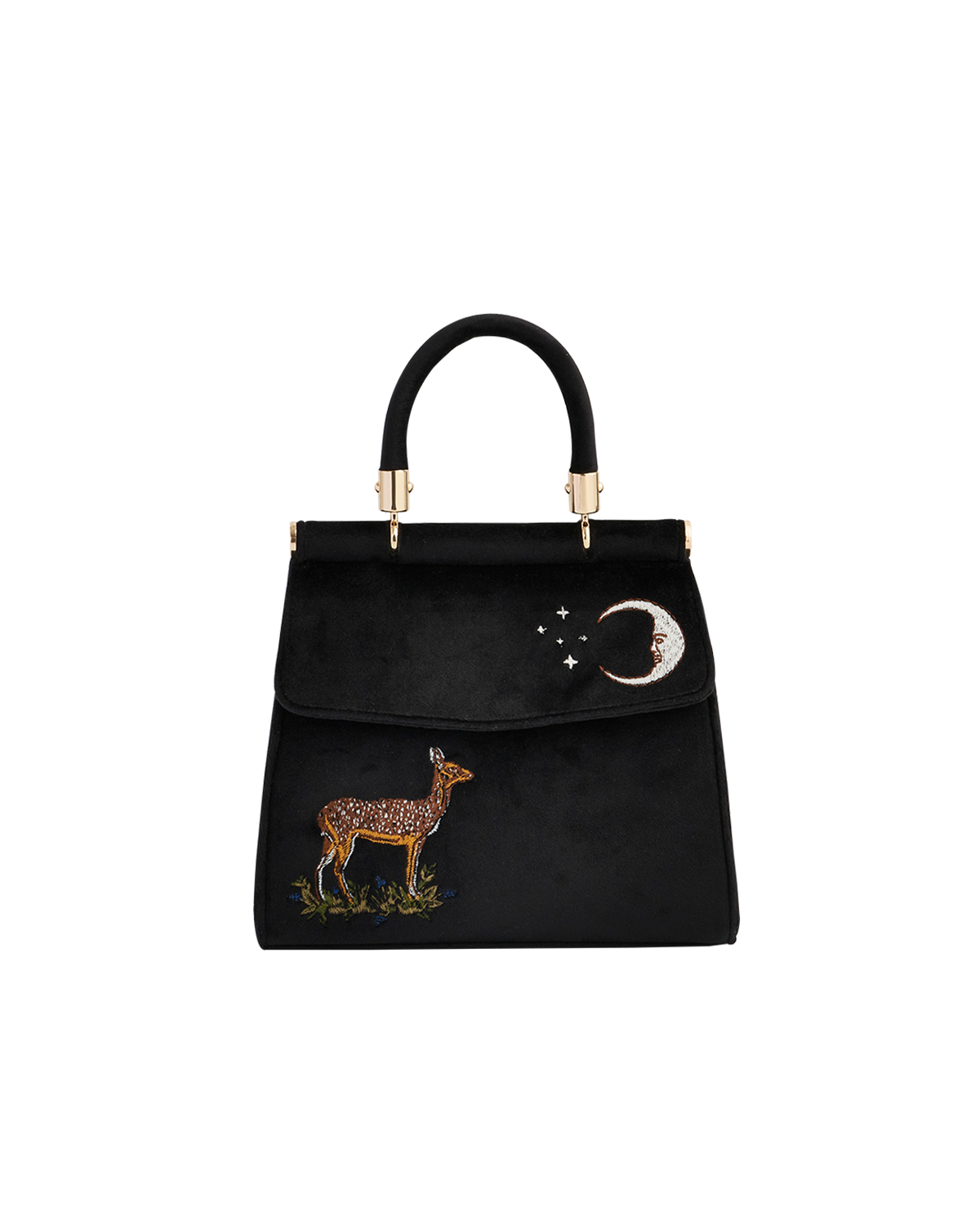 fable-england-deer-moon-tote-shopper-schwarz-samt image 1