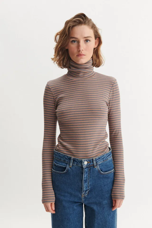 basic-apparel-ludmilla-high-neck-longsleeve-portabella-bio-baumwolle image 1