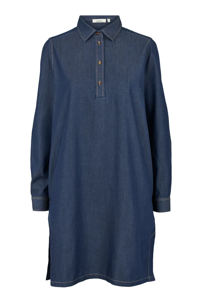 basic-apparel-bine-ls-polo-kleid-mid-blue-tencel image 1