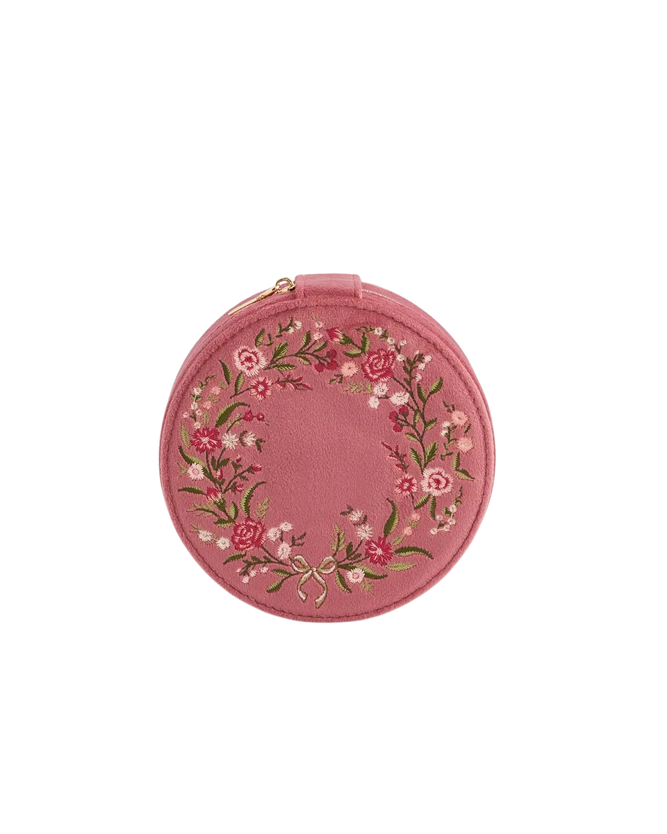 fable-england-accessories-schmuckbox-samt-rosa-rund-bestickt image 1