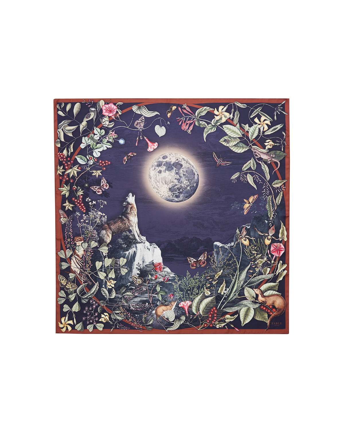 fable-england-scarves-wolf-garden-schal-navy-quadratisch image 1