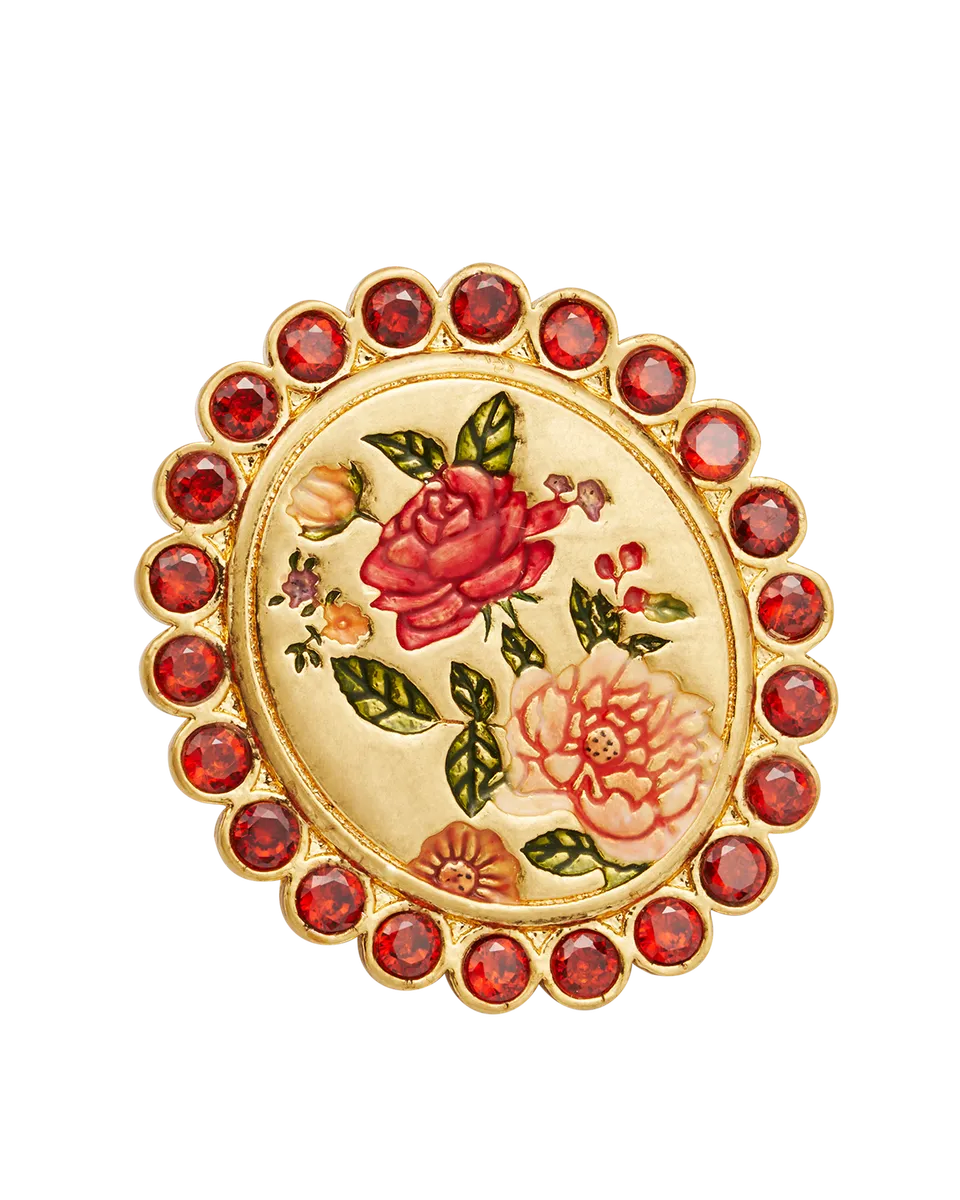 fable-england-eve-floral-brosche-gold-granat image 1