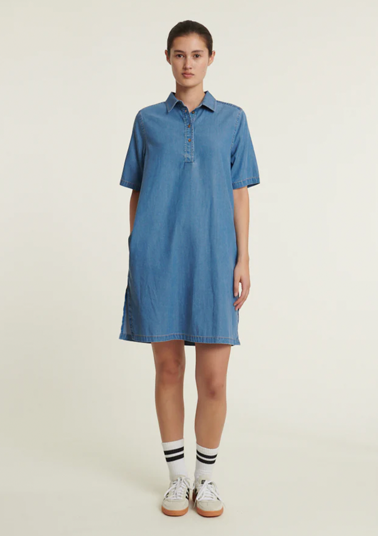 basic-apparel-bine-polo-dress-kleid-light-blue-tencel-mix image 1