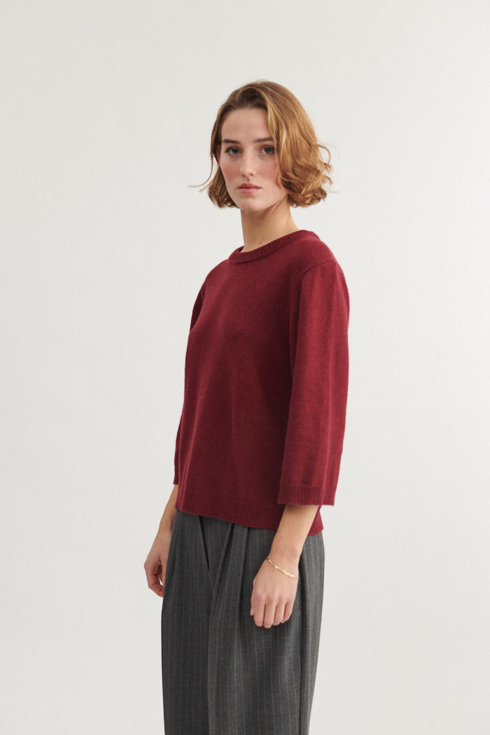 basic-apparel-cady-3-4-pullover-bordeaux-truffle-kaschmir image 2